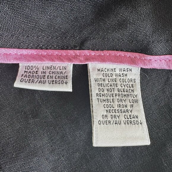 Liz Clayborne Linen Babydoll Top Wmn 16-18? Black Ruffle Raw Hem Minimalist READ - Picture 4 of 11